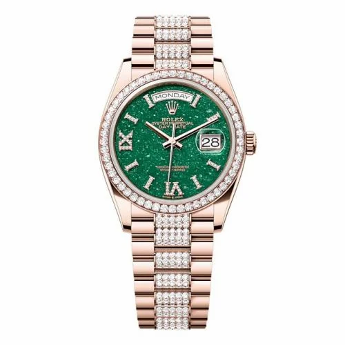 Rolex Day-Date 36 Everose Gold - Diamond / Green Aventurine / President - Diamond 128345RBR-0069 (M128345RBR-0069)